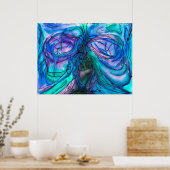 Poster Aquarelle Imaginaire bleu (Cuisine)