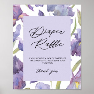 Poster Aquarelle Iris Floral Ressort Raffin