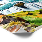 Poster Aquarelle Islande Gullfoss (Coin)