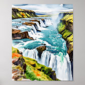 Poster Aquarelle Islande Gullfoss (Devant)