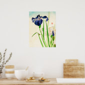 Poster Aquarelle japonaise bleu Iris (Cuisine)