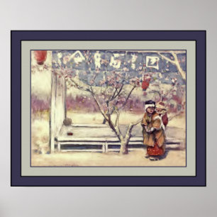 Poster Aquarelle japonaise ~ "Lourd Laden" ~ 1901 ~