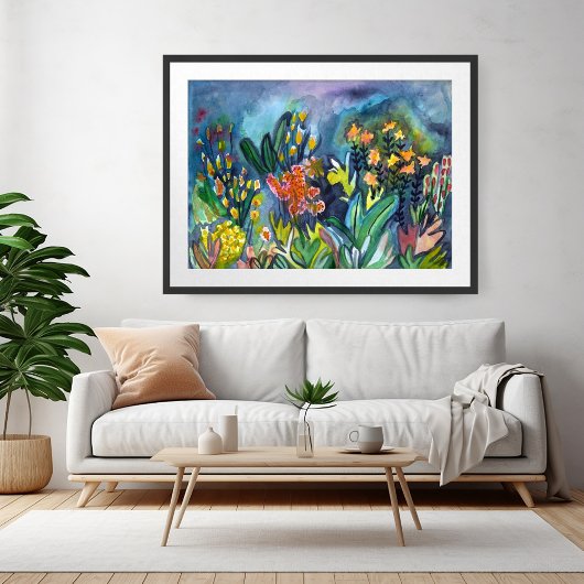 Poster Aquarelle Jardin Fleurs Art