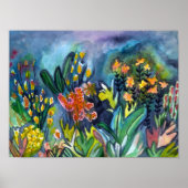 Poster Aquarelle Jardin Fleurs Art (Devant)