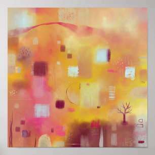 Poster Aquarelle jaune abstrait moderne