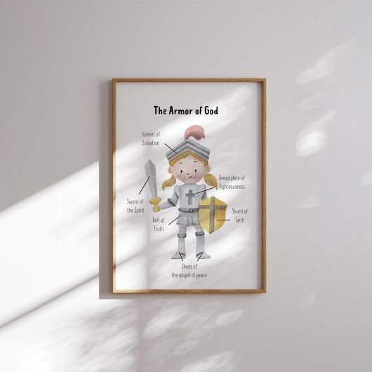 Poster Aquarelle jaune cheveux fille l'armure de Dieu imp