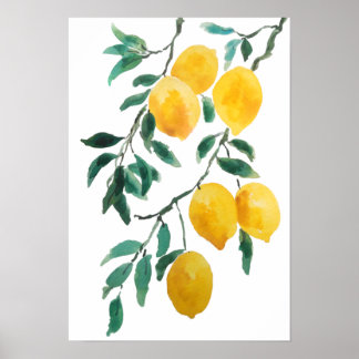 Poster aquarelle jaune citron