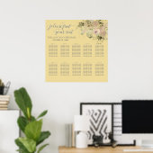 Poster Aquarelle jaune clair jaune clair boho floral tend (Bureau à domicile)