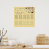 Poster Aquarelle jaune clair jaune clair boho floral tend (Cuisine)