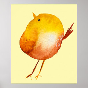 Poster Aquarelle jaune mignon