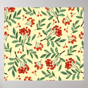 Poster Aquarelle jaune Rowan Motif sans couture