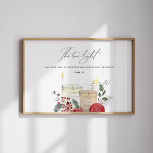 Poster Aquarelle Jean 1:9 verset de la bible de Noël