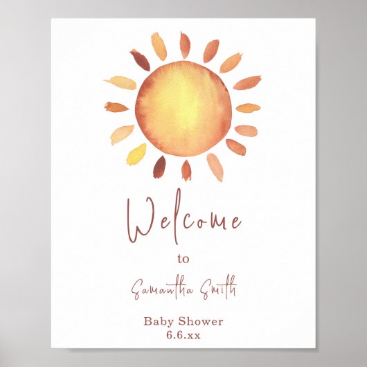Poster Aquarelle Joyeux Sunshine Jaune Bienvenue (Devant)
