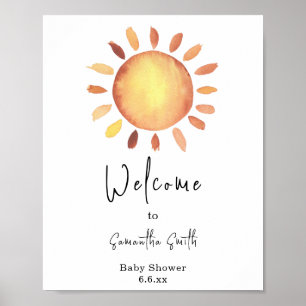 Poster Aquarelle Joyeux Sunshine Jaune Bienvenue