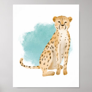 Poster Aquarelle Jungle Animal Jaguar Leopard