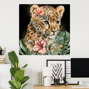 Poster Aquarelle Jungle Bébé Animaux Floral Art