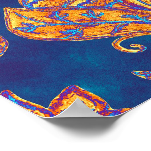 Poster Aquarelle Kaleidoscope Mandala Oriental Design. (Coin)