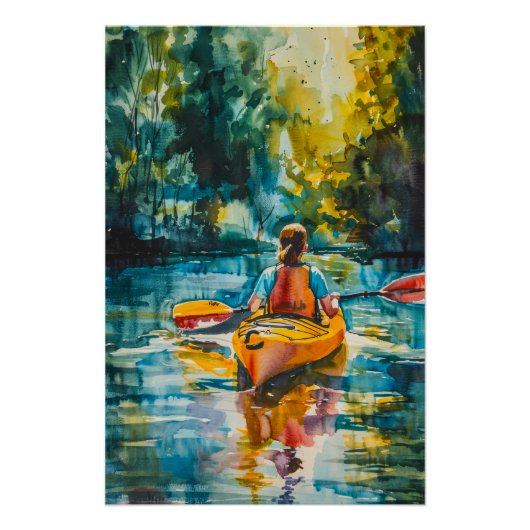 Poster Aquarelle Kayak Peinture (Devant)