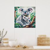 Poster Aquarelle Koala et bébé Joey dans une peinture d'a (Cuisine)