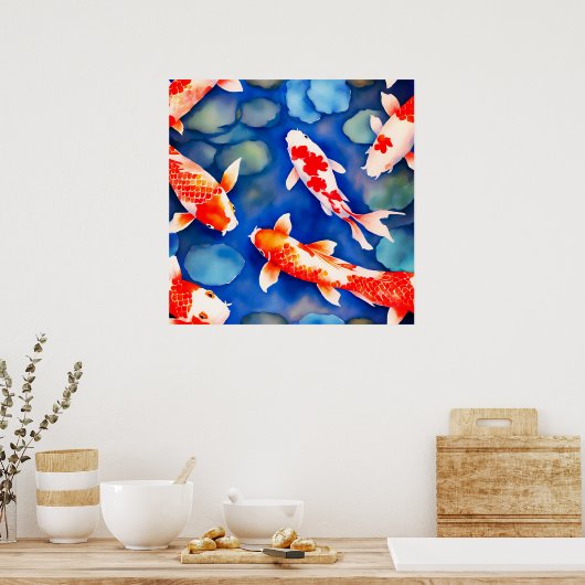 Poster Aquarelle koi poisson (Cuisine)