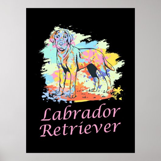 Poster Aquarelle Labrador Retriever (Devant)