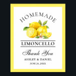 Poster Aquarelle Lemons Limoncello Mariage<br><div class="desc">Elégante aquarelle citrons verdure Limoncello Mariage maison Poster du bar Merci</div>