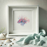 Poster Aquarelle Lifish Art<br><div class="desc">Parfait pour les chambres, les bureaux et les espaces de vie dans votre maison de plage côtière. Cette empreinte de poissons tropicaux présente une reproduction de mon art originel de poisson-Lion à l'aquarelle peint à la main dans les tons de bleu et de rouge avec une pointe de jaune. Pour...</div>