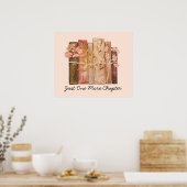 Poster Aquarelle Livre Fleur Brown Pink Reading Citation (Cuisine)
