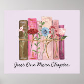 Poster Aquarelle Livre Fleur rose violet citation de lect (Devant)