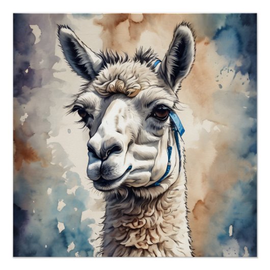 Poster Aquarelle Llama no 1 (Devant)