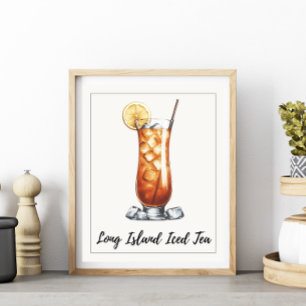 Poster Aquarelle Long Island Iced Tea Cocktail