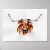 Poster Aquarelle Longhorn (Devant)
