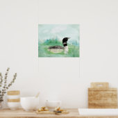 Poster Aquarelle Loon commun Wilderness Oiseau Art (Cuisine)