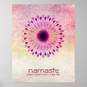 Poster Aquarelle Lotus Fleur Namaste Méditation Yoga