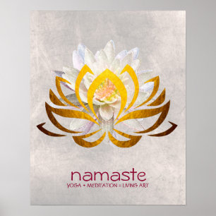 Poster Aquarelle Lotus Fleur Namaste Méditation Yoga