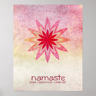 Poster Aquarelle Lotus Fleur Namaste Méditation Yoga