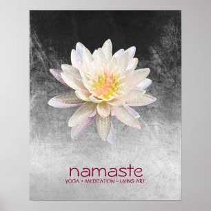 Poster Aquarelle Lotus Fleur Namaste Méditation Yoga