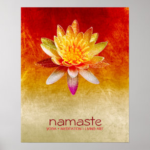 Poster Aquarelle Lotus Fleur Namaste Méditation Yoga