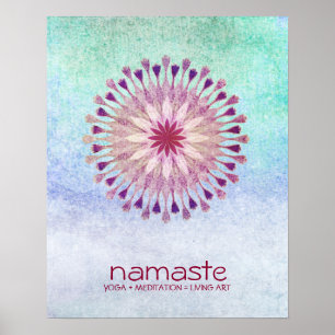 Poster Aquarelle Lotus Fleur Namaste Méditation Yoga