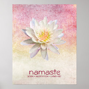 Poster Aquarelle Lotus Fleur Namaste Méditation Yoga