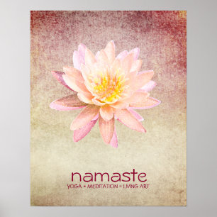 Poster Aquarelle Lotus Fleur Namaste Yoga Méditation Po