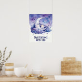 Poster Aquarelle Lune et Étoile Douce Rêve Petit(e) (Cuisine)