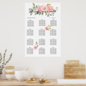 Poster Aquarelle Lush Blush Rose Floral Diagramme de sièg (Cuisine)