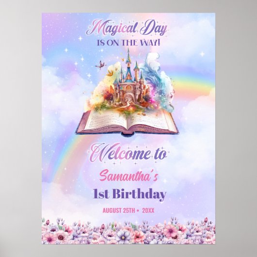 Poster Aquarelle Magique Unicorn Pastel Rainbow Anniversa (Devant)