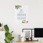 Poster Aquarelle Magnolia Fleurs Mariage Seating Chart (Bureau à domicile)