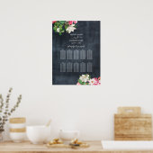 Poster Aquarelle Magnolia Fleurs Mariage Seating Chart (Cuisine)