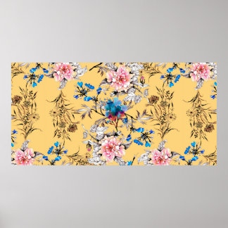 Poster Aquarelle main dessinée sans couture motif avec be