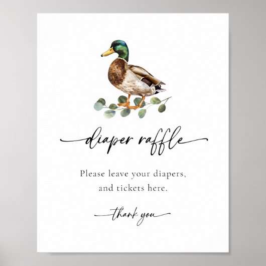 Poster Aquarelle Mallard Baby shower de canard Raffin de  (Devant)