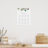 Poster Aquarelle Mariage vert floral (Cuisine)