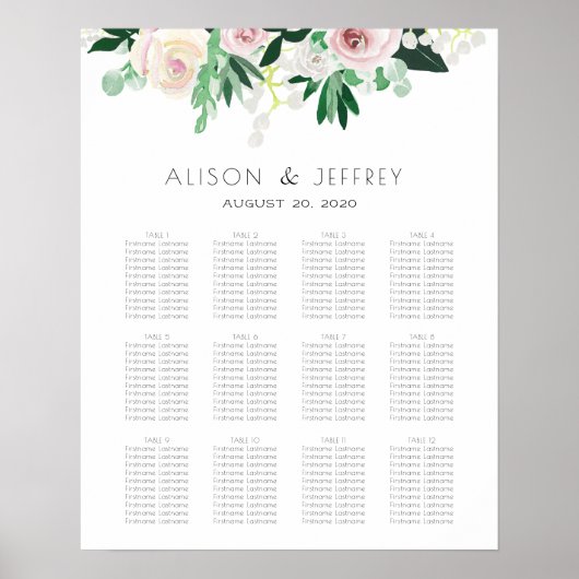 Poster Aquarelle Mariage vert floral (Devant)